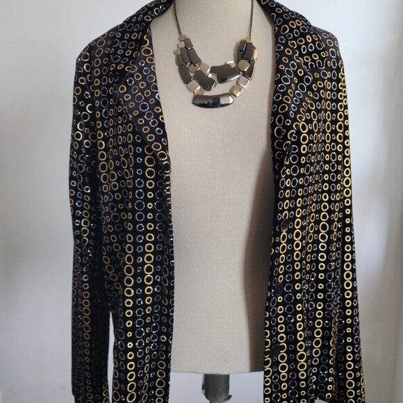 BRIGGS BLACK WITH GOLD/SILVER SPARKLE EVENING JACKET (Size: Petite Small) - Picture 3 of 14